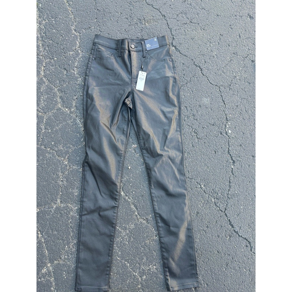 Express Pants Womens 2L Skinny High Rise Shiny Black Stretch Dressy Club‎ Career